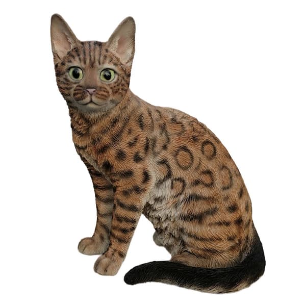 Hi-Line Gift Petite Brown Sitting Bengal Garden Statue - image 