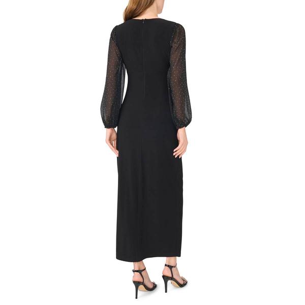 Womens MSK Long Sleeve Side Ruch Evening Gown