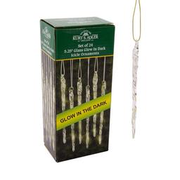 Kurt Adler Glass Glow-in-the-Dark Icicle Ornament - Set of 24
