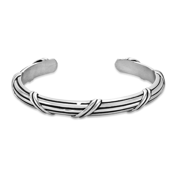 Mens Lynx Matte Finish Stainless Steel Cuff Bangle Bracelet - image 