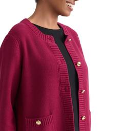 Petite Jones New York 3/4 Sleeve Gold Button Front Cardigan