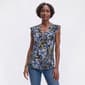 Petite Anne Klein Cap Ruffle Sleeve V Neck Floral Blouse - image 1