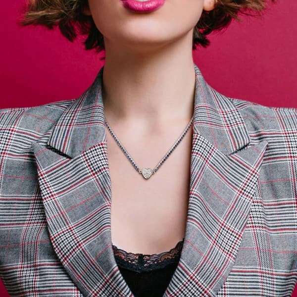 Sophia B Created Blue & White Sapphire Collar Necklace