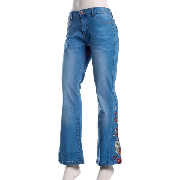 Womens Angels of Difference Floral Embroidery Midrise Jeans - image 