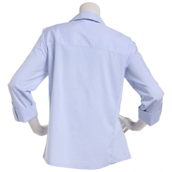Womens Emily Daniels 3/4 Sleeve Stripe Casual Button Down