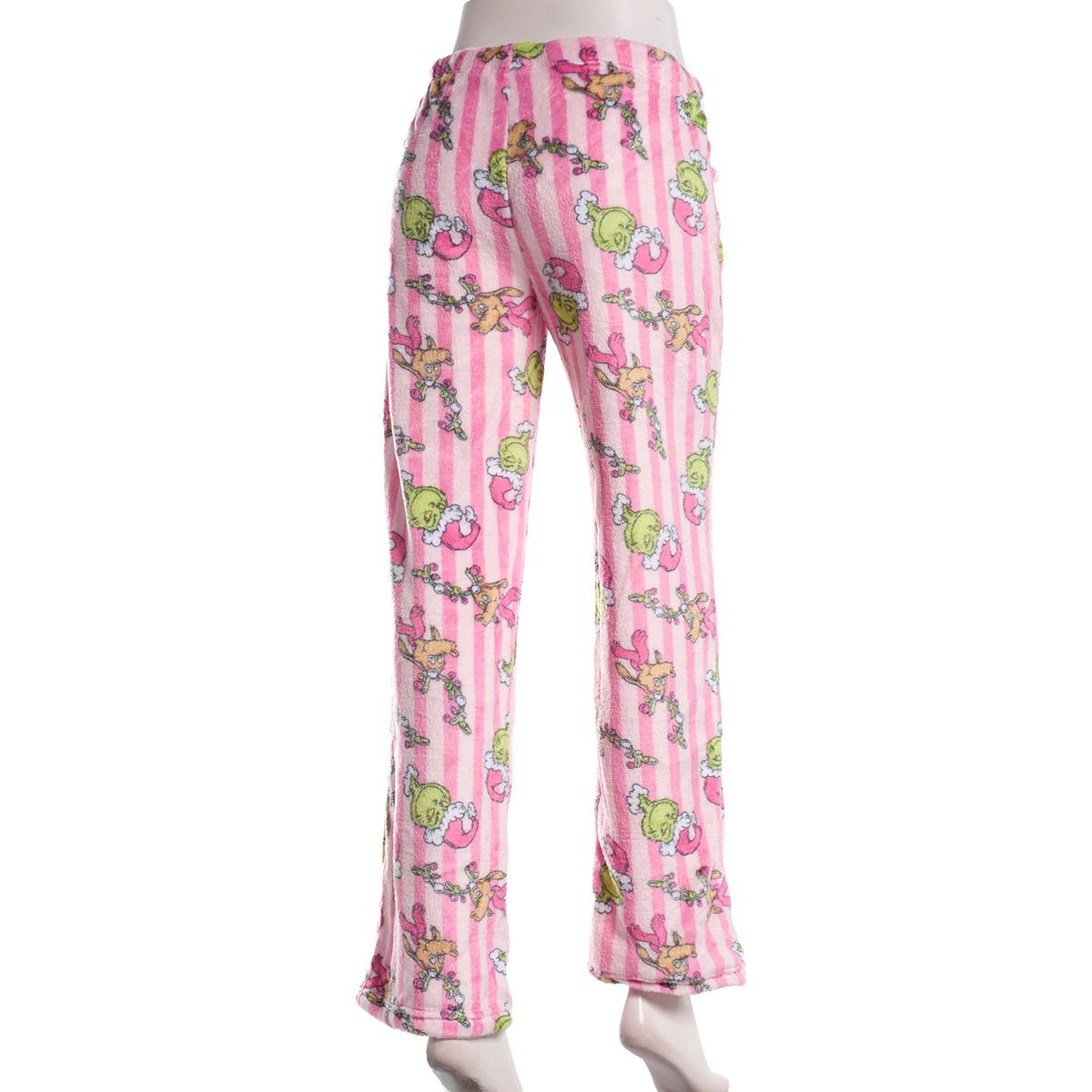 Juniors MJC Grinch & Max Stripe Plush Pajama Bottoms