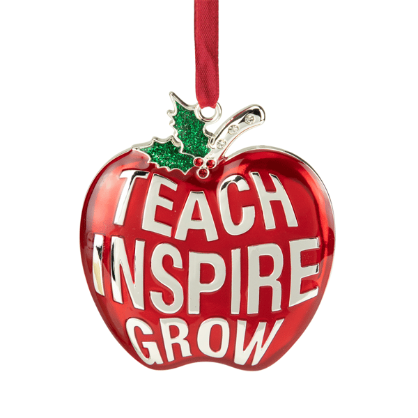 Northlight Red Silver Plated Apple Teacher Christmas Ornament