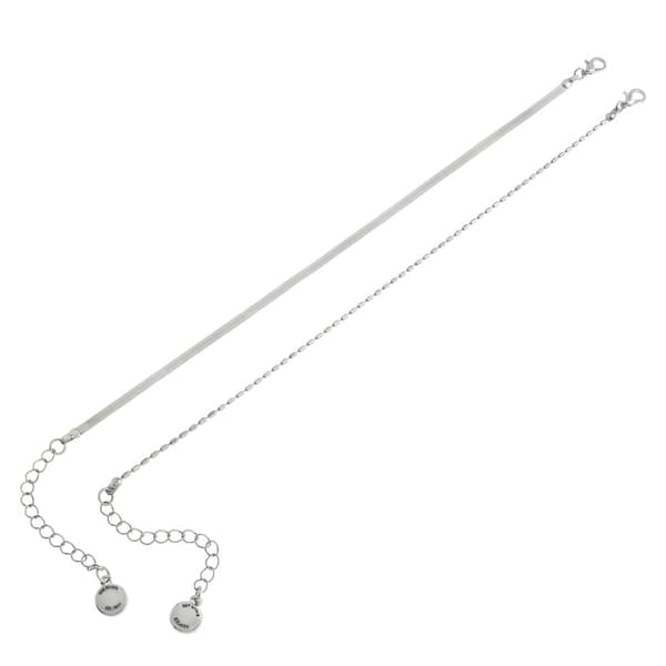 Steve Madden Delicate Silver-Tone Chain Duo Anklet Set