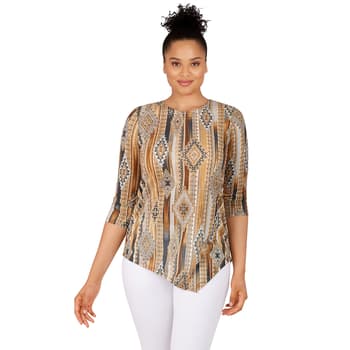 Petite Ruby Rd. Must Have II Geo Asymmetric Sublimation Blouse - Boscov's