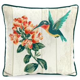 Jordan Manufacturing Hummingbird Floral Outdoor Throw Pillow