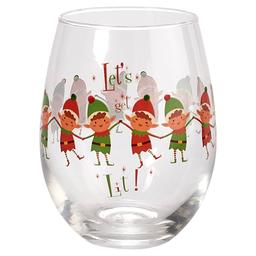Home Essentials 18oz. Let''s Get Lit Elves Stemless Wine Glass
