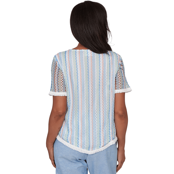 Womens Alfred Dunner Caribbean Blues Textured Stripe Blouse