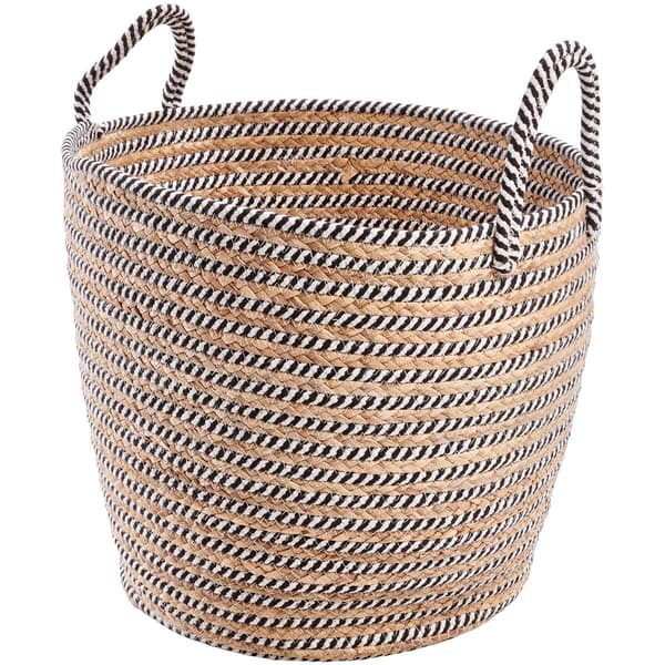 Heritage Large Black Stripe Rope Hyacinth Hamper - image 