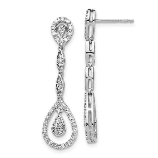 Diamond Classics&#40;tm&#41; 14k White Gold Teardrop Dangle Earrings - image 
