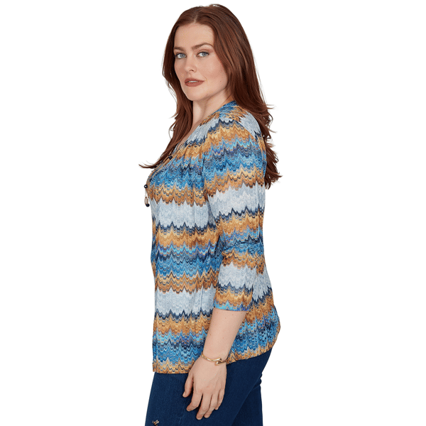 Womens Alfred Dunner Tuscany Two In One Abstract Stripe Blouse
