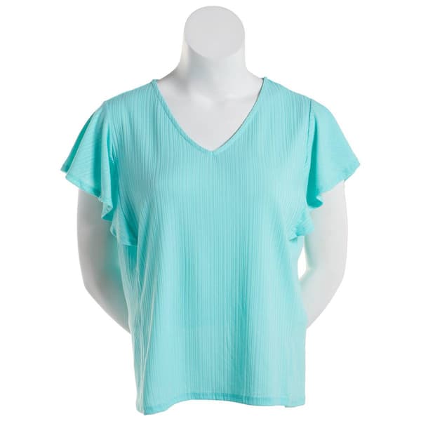 Plus Size French Laundry Flutter Sleeve Seam Ruffle Blouse