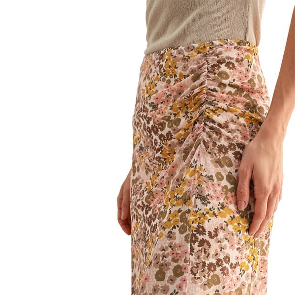 Womens CITY BLUES Ruched Mesh Floral Midi Skirt