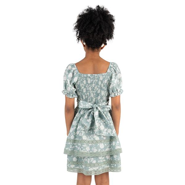 Girls (7-16) Rare Editions Puff Sleeve Floral Lace Trim Dress