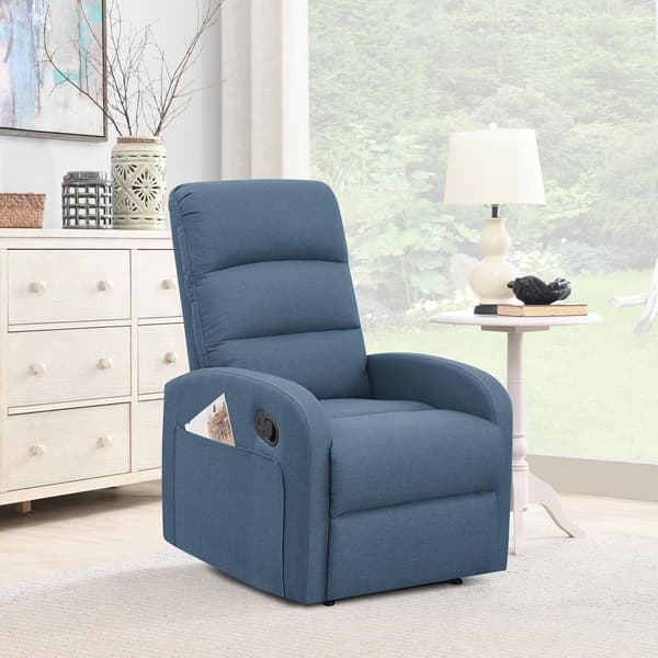 New Ridge Home Goods Charlotte Manual Upholstered Recliner - Blue