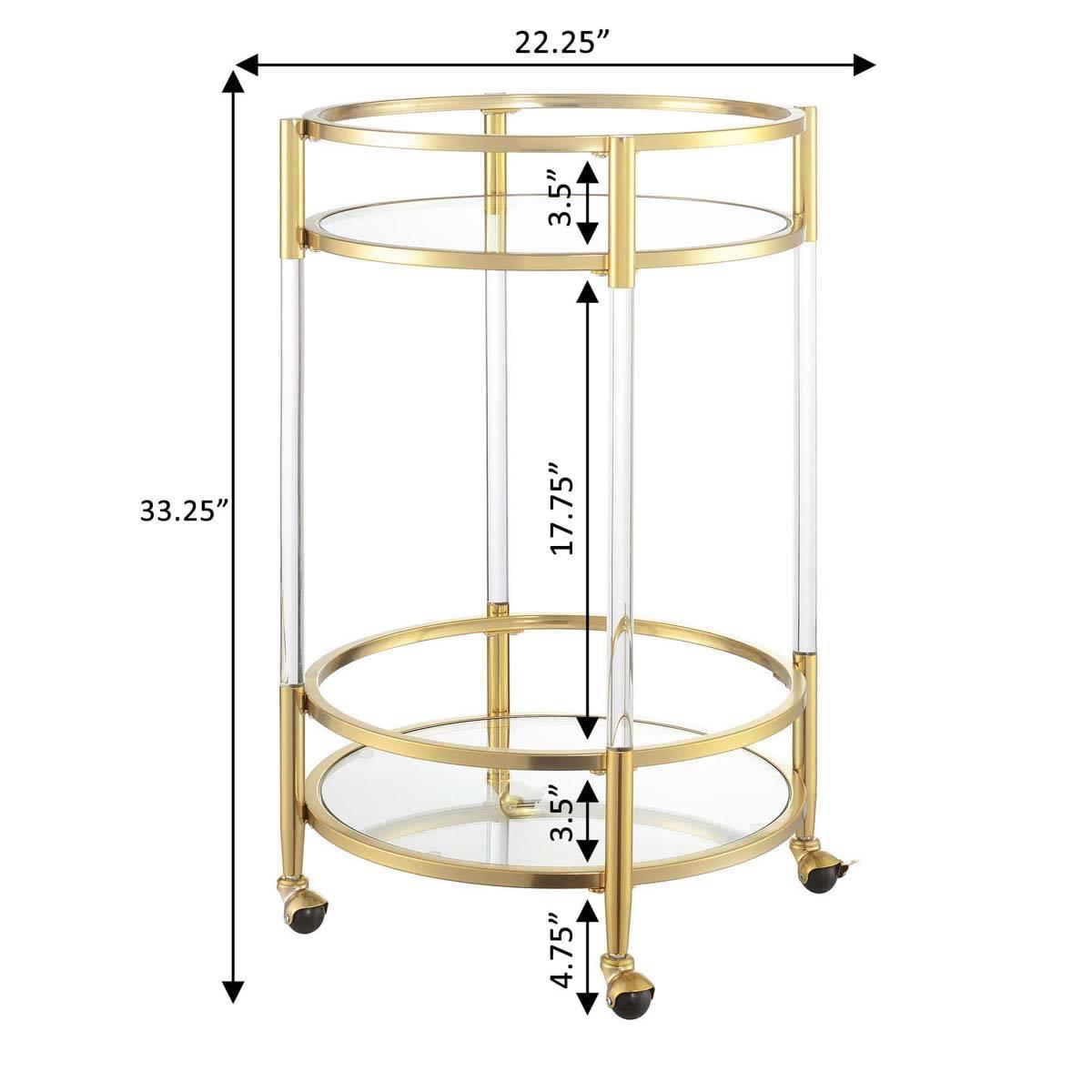 Convenience Concepts Royal Crest 2-Tier Round Glass Bar Cart