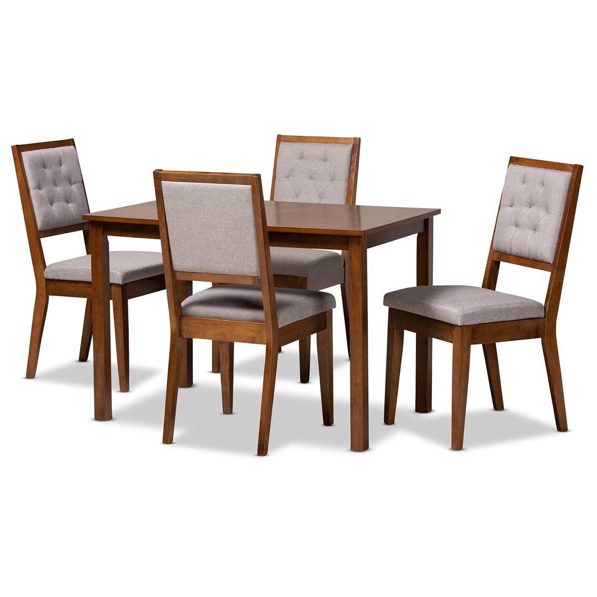 Baxton Studio Suvi Modern Walnut Brown Wood 5pc.Dining Set
