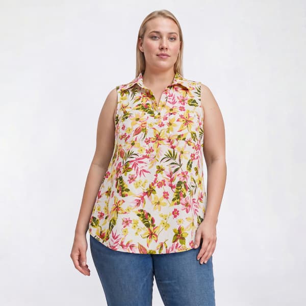 Plus Size Emily Daniels Sleeveless Floral Jacquard Blouse