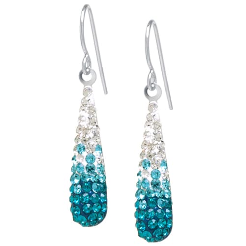 Sterling Silver Pave Crystal Teardrop Earrings - image 