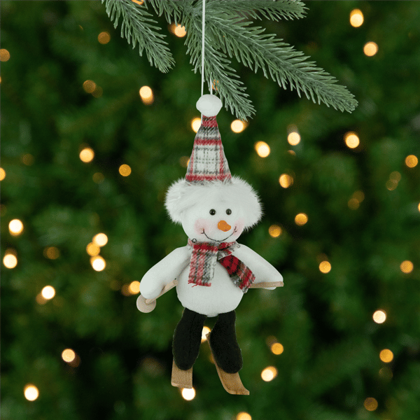 Northlight Skiing Snowman with Plaid Santa Hat Christmas Ornament