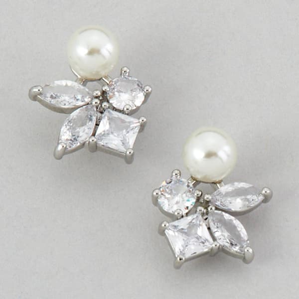 Rosa Rhinestones CZ Mosaic Stud Earrings - image 