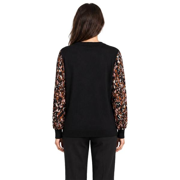 Womens Zac & Rachel Long Abstract Chiffon Sleeve Sweater