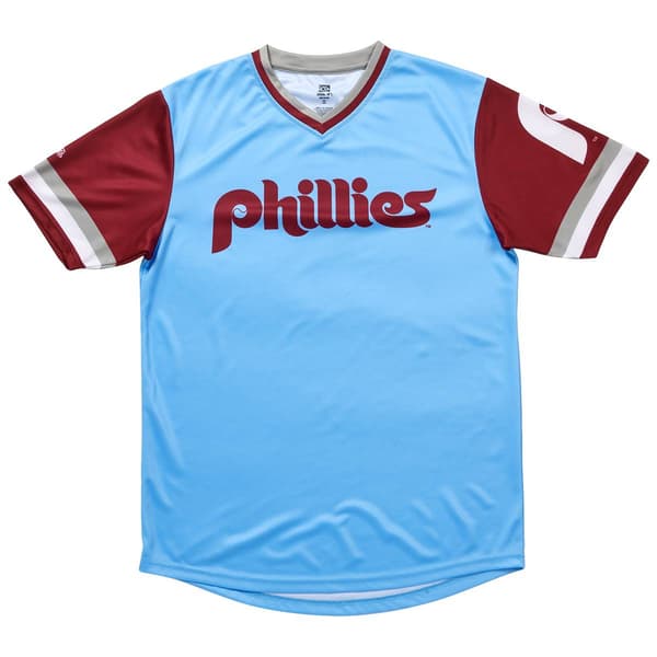 Mens Phillies V-Neck Light Blue Jersey - image 