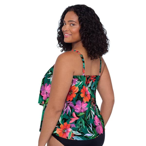Plus Size TrimShaper Lush Paradise Tankini Swim Top