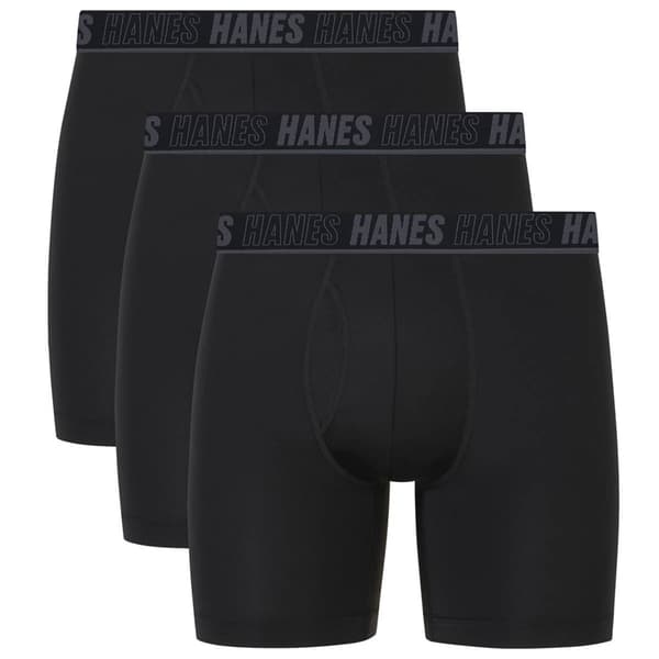 Mens Hanes Ultimate® Moves Xtemp 3pk. Boxer Briefs - Black