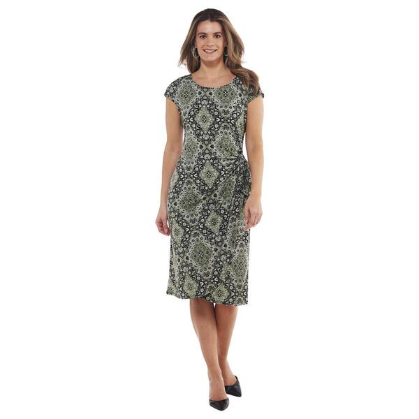 Womens Connected Apparel Short Sleeve Print Sarong Wrap Dress - image 
