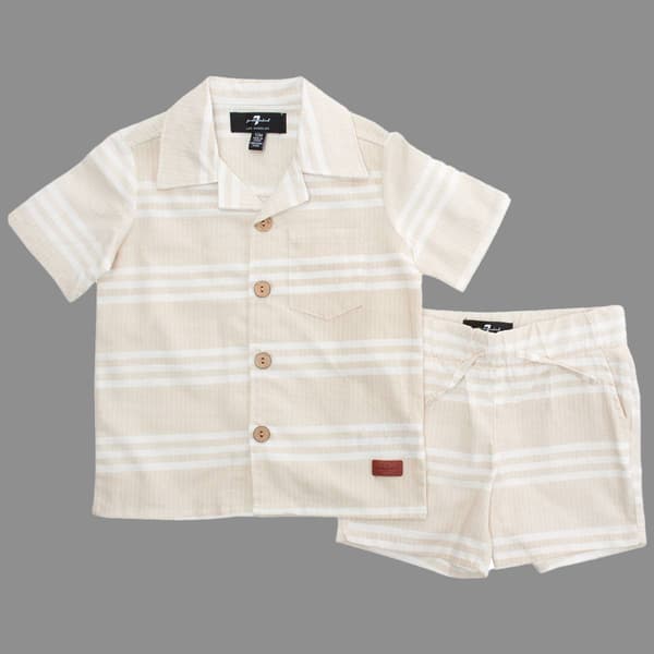 Toddler Boy 7 For All Mankind&#40;R&#41; Stripe Linen Top & Short Set