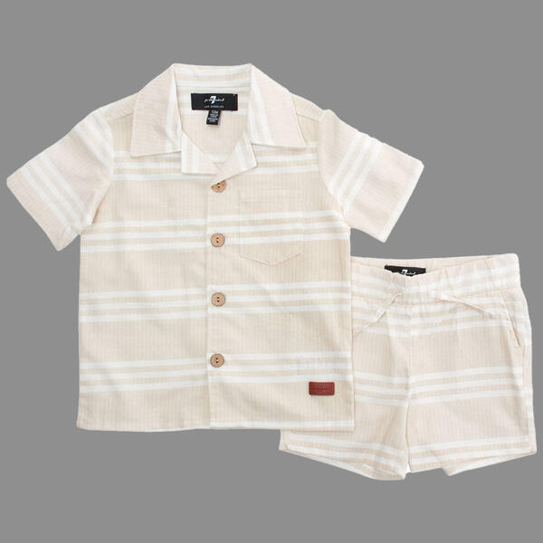 Toddler Boy 7 For All Mankind&#40;R&#41; Stripe Linen Top & Short Set - image 
