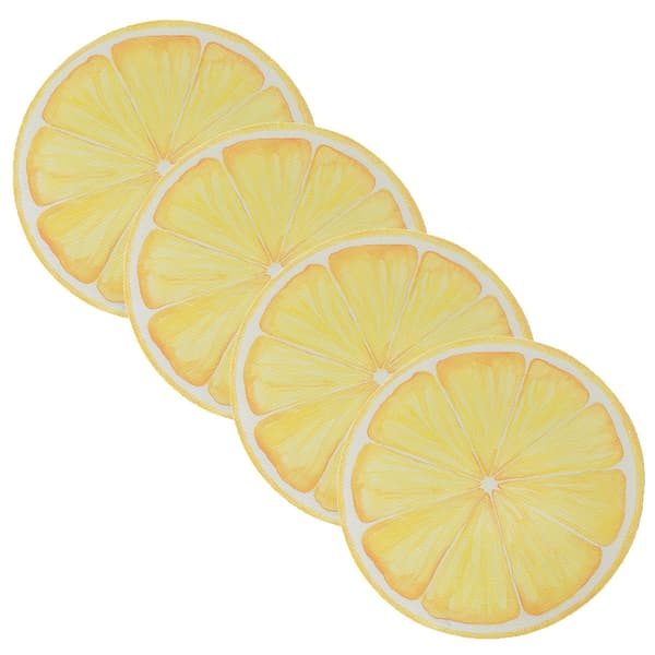 15in. Round Lemon Slice Woven Vinyl Placemats Set of 4 Boscov's