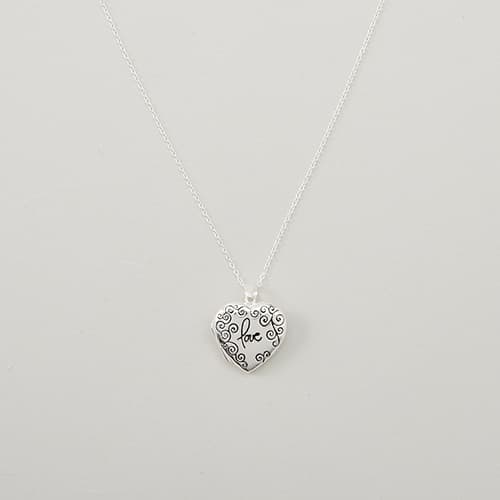 Sterling Silver Love Swirls Heart Locket Pendant Necklace
