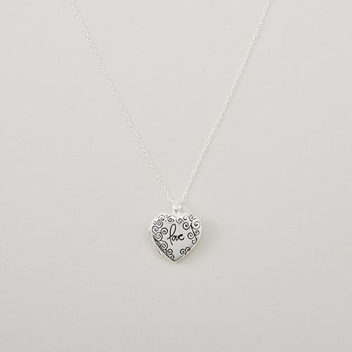 Sterling Silver Love Swirls Heart Locket Pendant Necklace