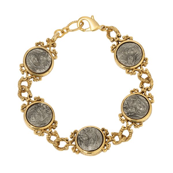 Symbols of Faith Two-tone Spiritual Motif Clasp Bracelet - image 