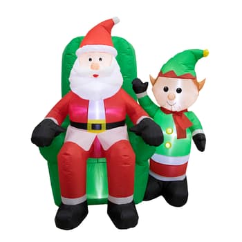 Inflatable 4ft. Santa in Chair with Elf - Boscov's