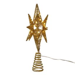 Kurt Adler Pre-Lit Twinkling LED Gold Starburst Tree Topper