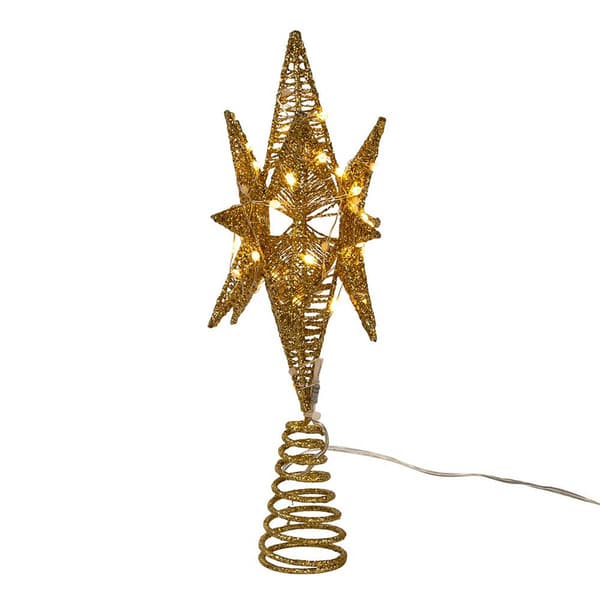 Kurt Adler Pre-Lit Twinkling LED Gold Starburst Tree Topper