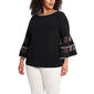 Plus Size MSK 3/4  Bell Illusion Sleeve Rhinestone Blouse - image 1