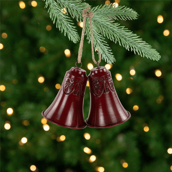 Northlight 2pc. Embossed Burgundy Christmas Bell Ornaments