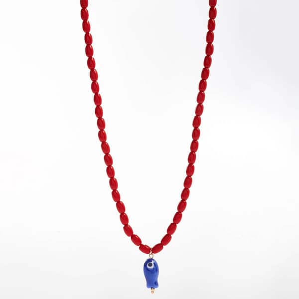 Ashley Beaded Necklace with Ceramic Fish Pendant - image 