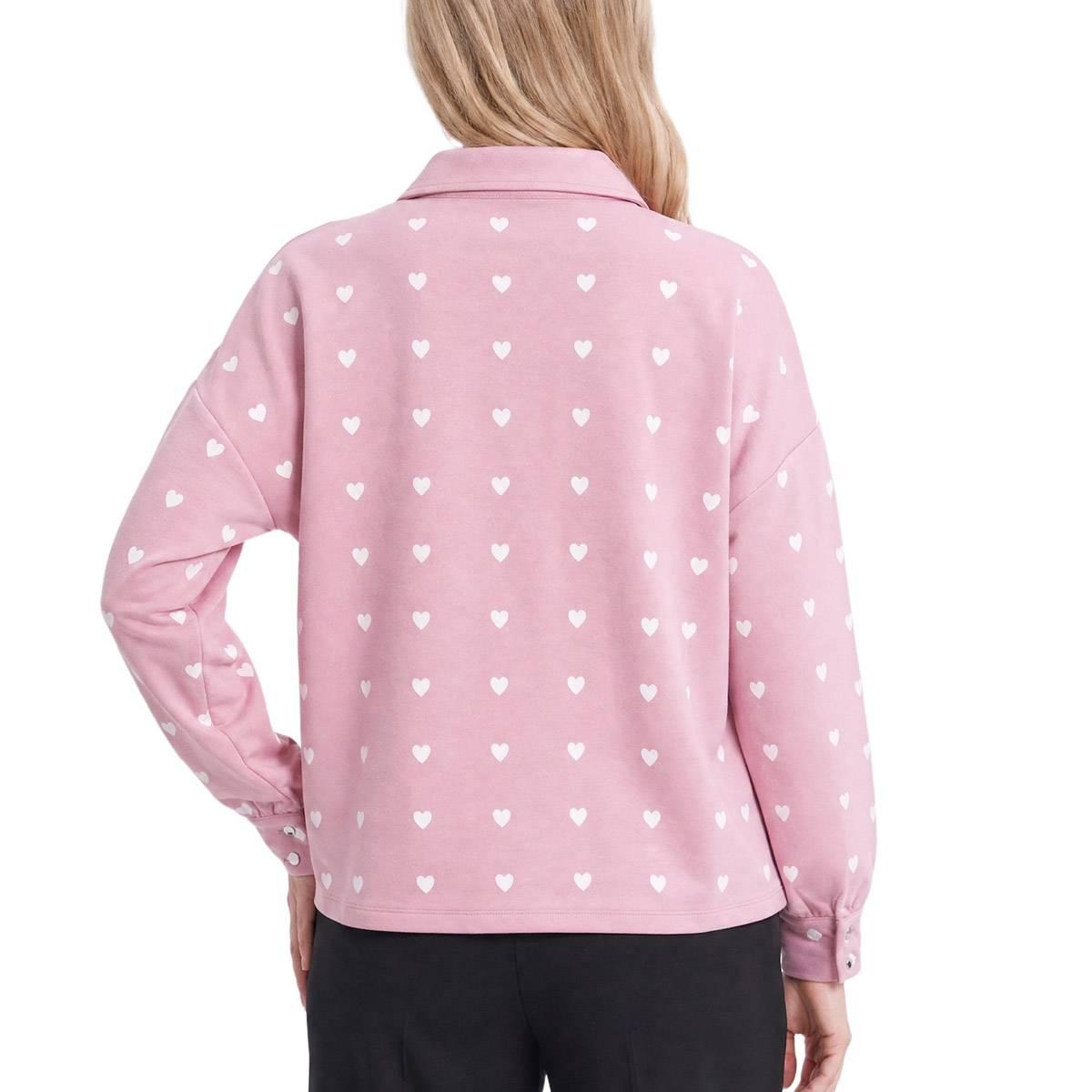 Womens NY Collection Long Sleeve Allover Heart Sweatshirt