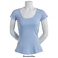 Juniors Aveto Cap Sleeve Scoop Neck Solid Jersey Knit Tee - image 7
