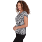 Womens Hearts of Palm In Black & White Ruffle Floral Blouse - image 4
