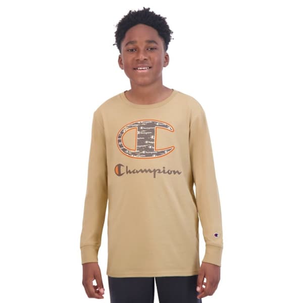 Boys &#40;8-20&#41; Champion Long Sleeve Graphic Tee - Khaki